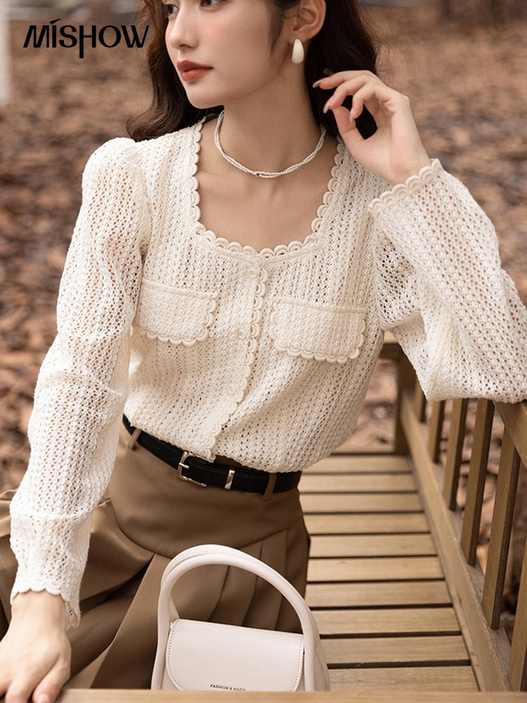 MISHOW Mesh Lace Shirt