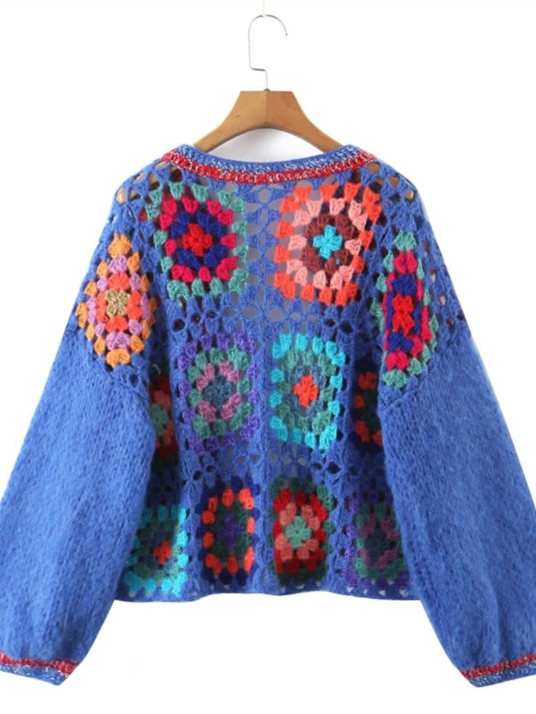 Hollow-Out Knit Cardigan