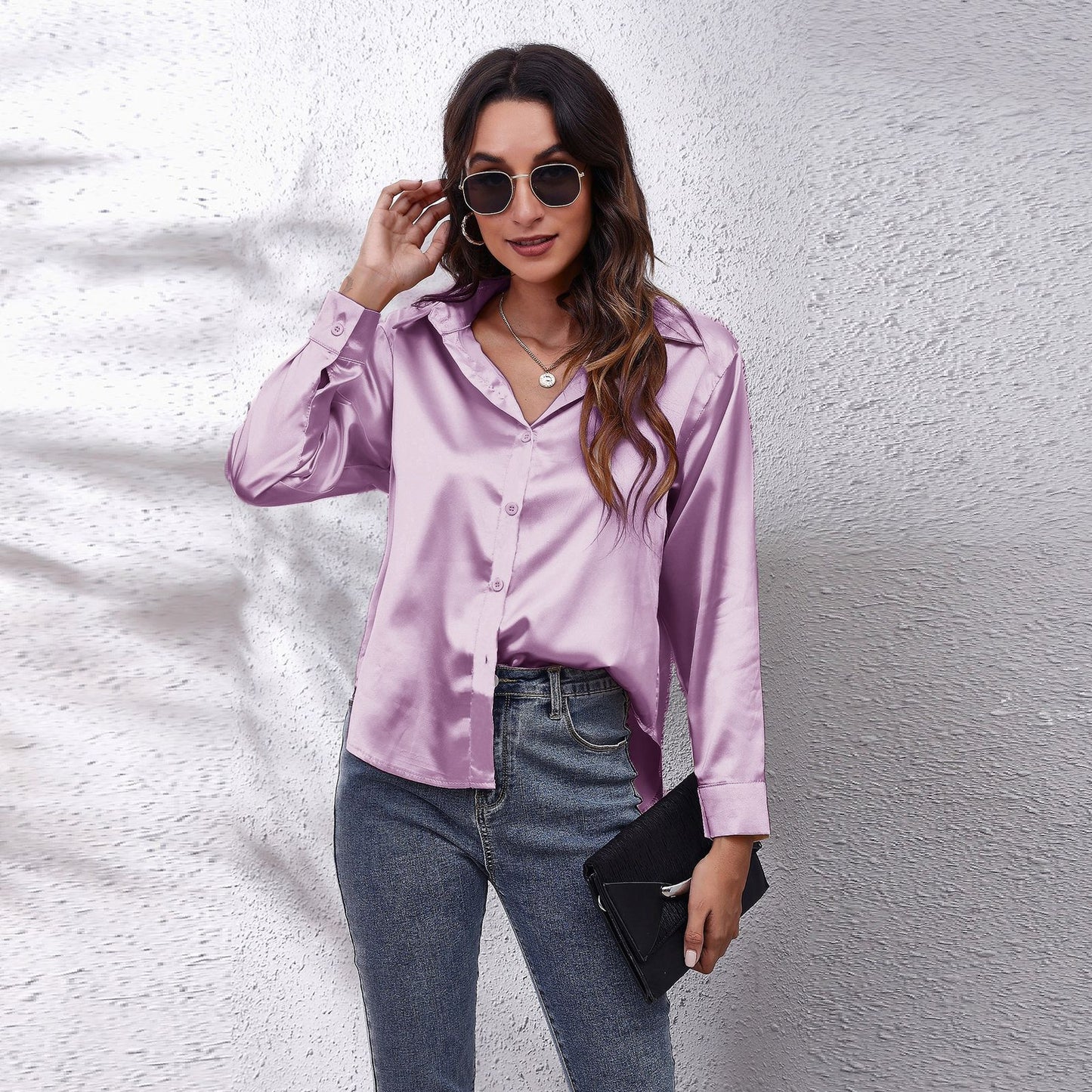 Satin Tie-Front Shirt