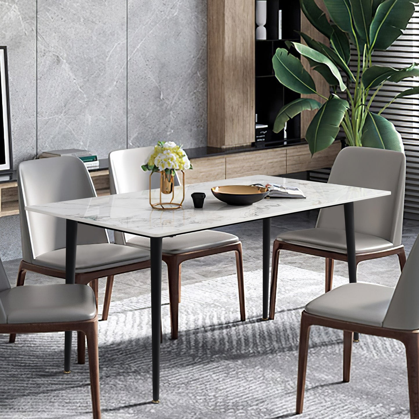 White Stone Top Dining Table