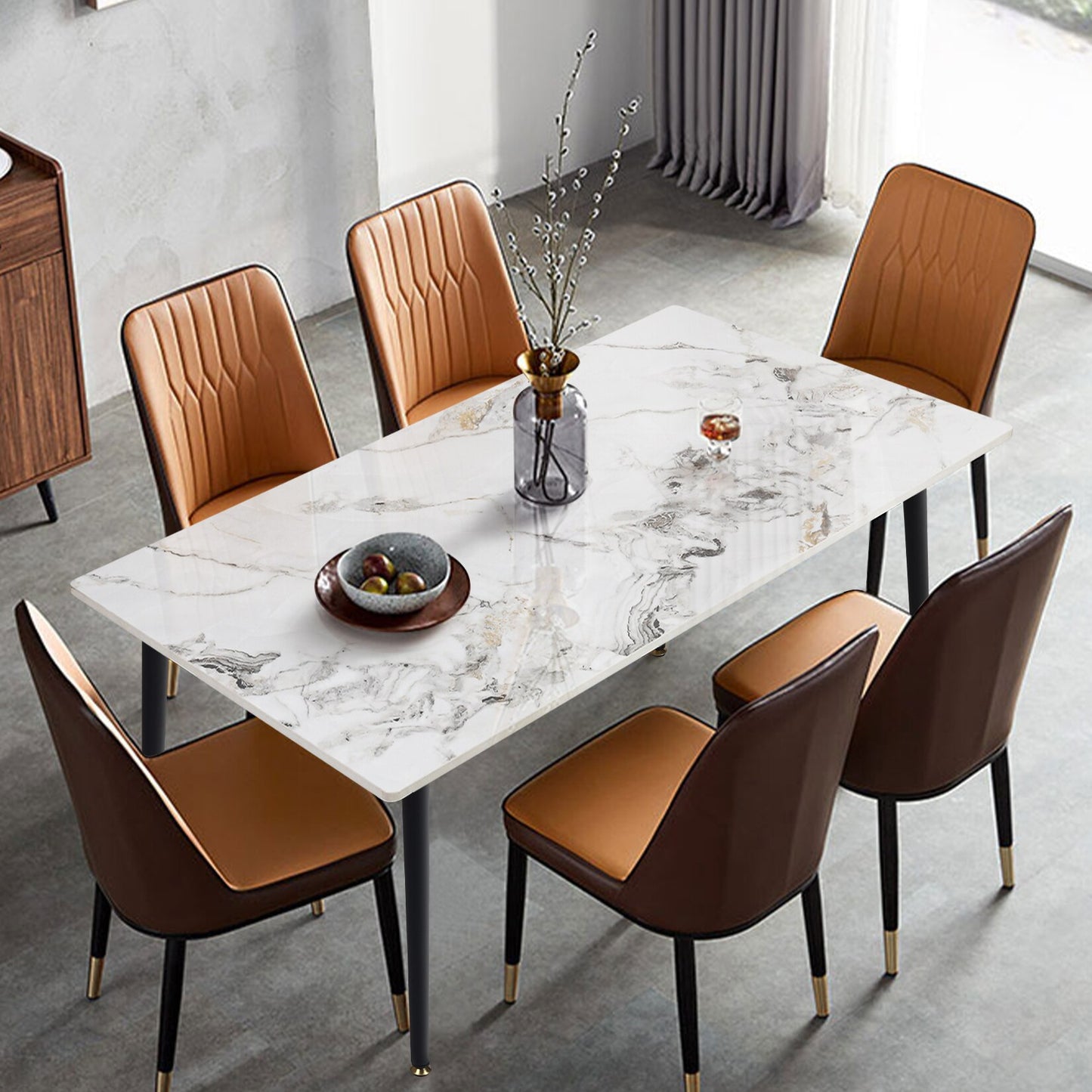 White Stone Top Dining Table