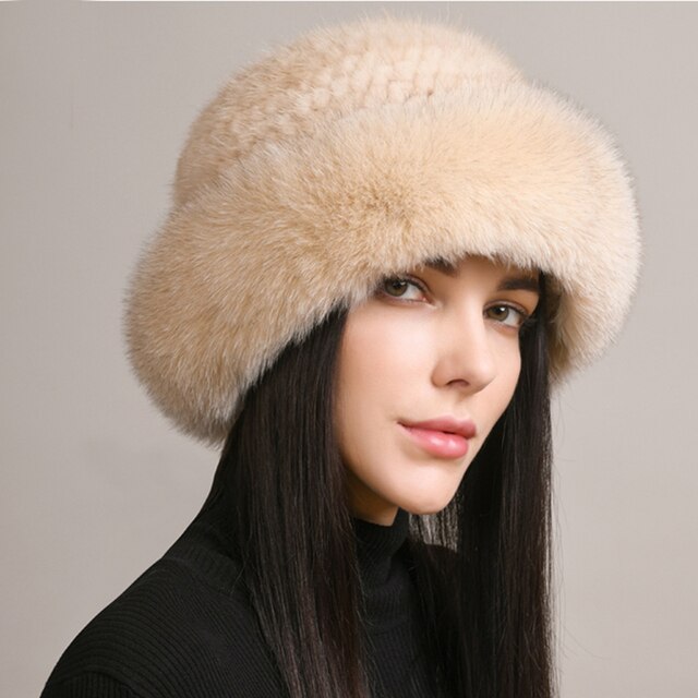 Knitted Mink Fur Hat