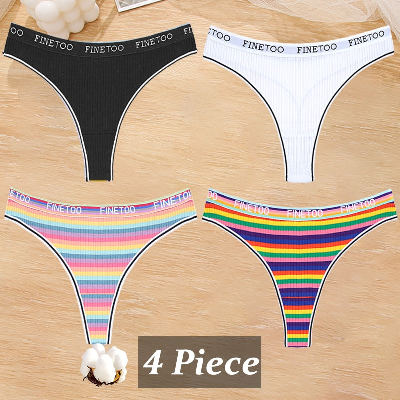 4 PieceCotton Stripe Panties