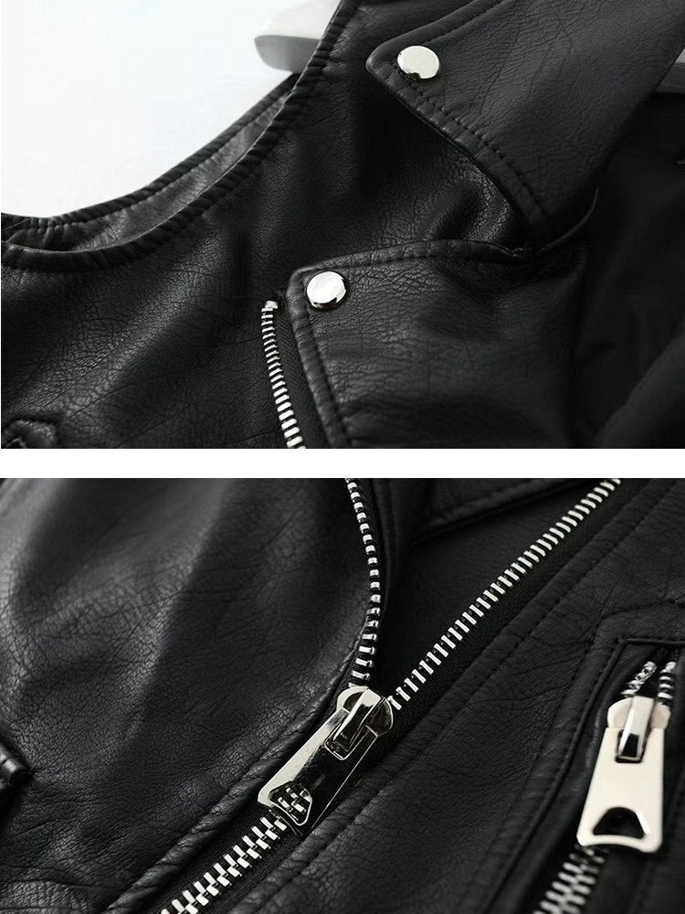 Women Motorcycle Black Leather Vest