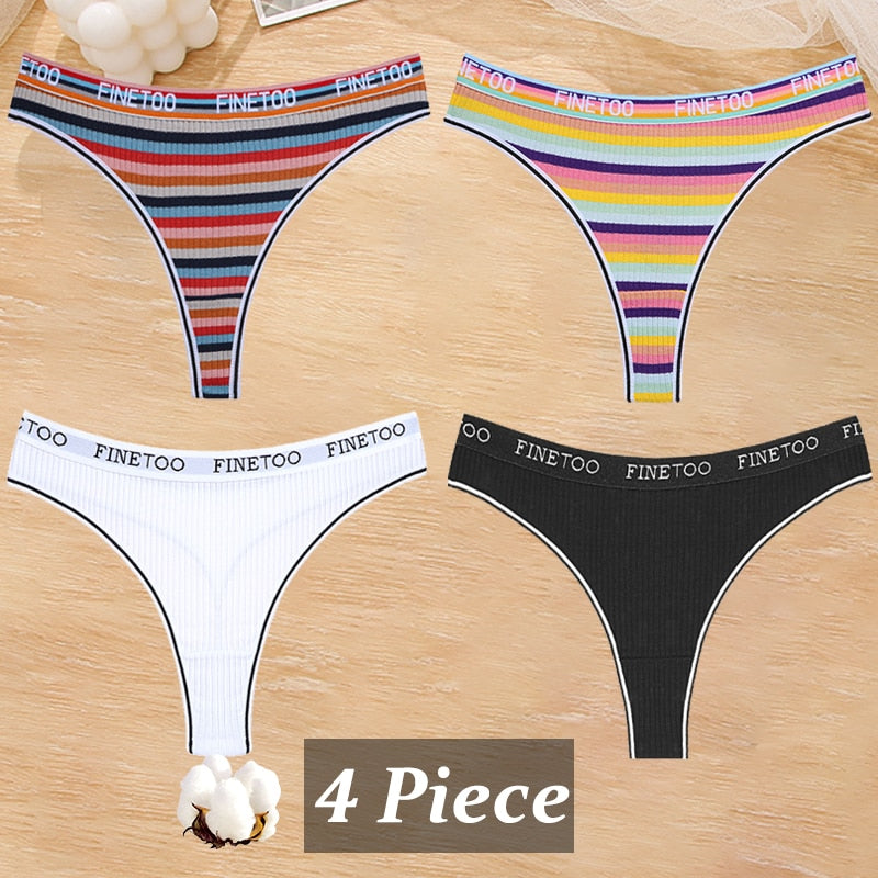 4 PieceCotton Stripe Panties