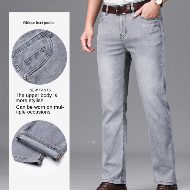 Straight Lightweight Cotton Stretch Jeans