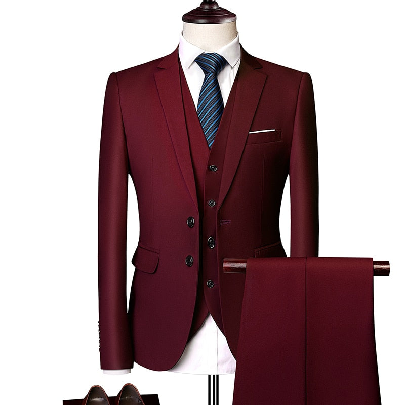 YIKUO Luxury 3 Piece Suit