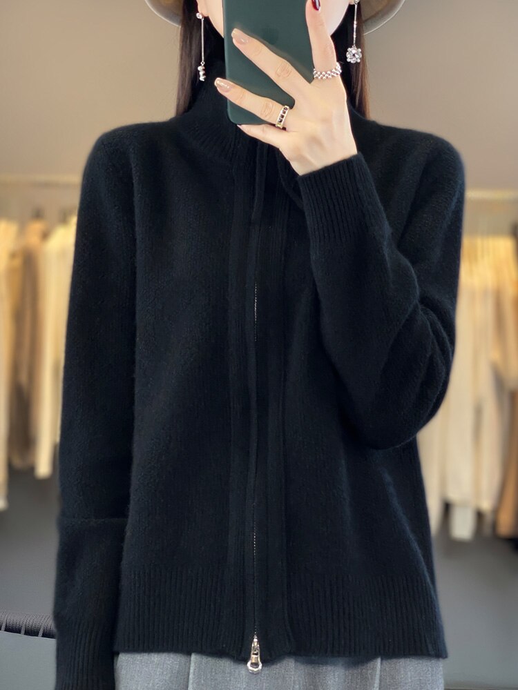 Merino Wool Knitted Zip Up