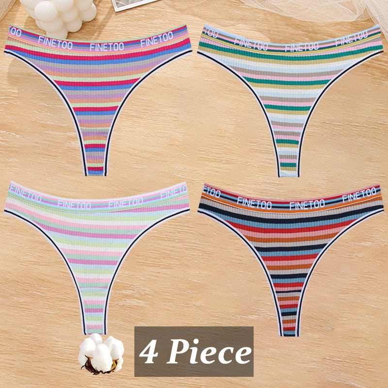 4 PieceCotton Stripe Panties