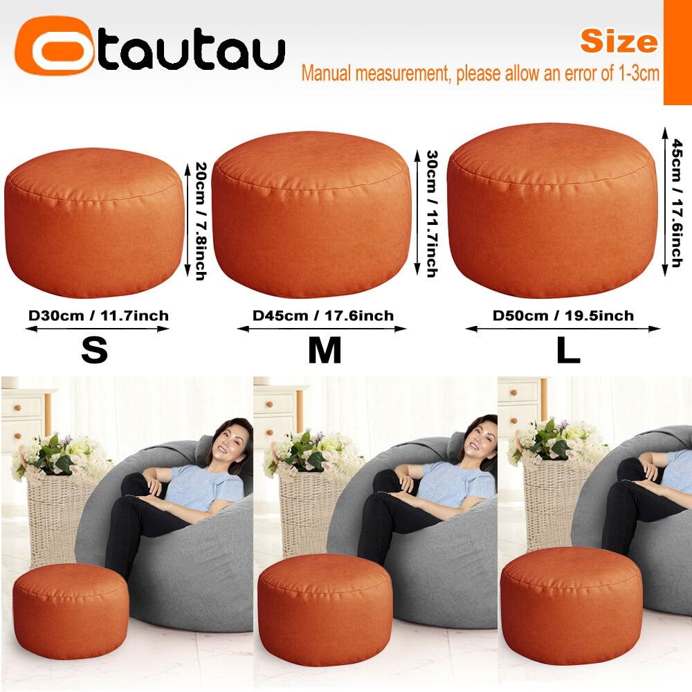 OTAUTAU Round Leather Ottoman