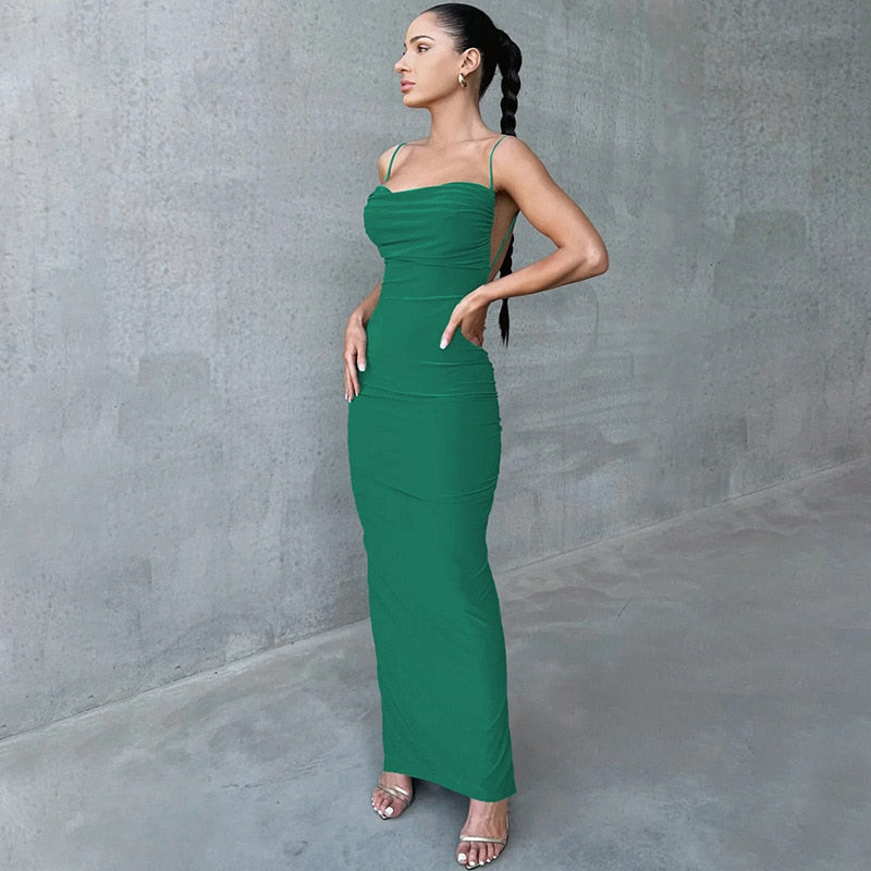 Sexy Strap Backless Maxi Dress