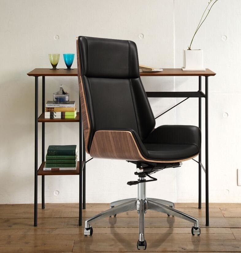 High-Back Bentwood Swivel Chair