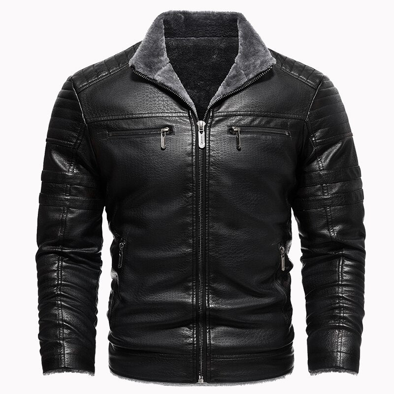 Faux Leather Winter Jacket