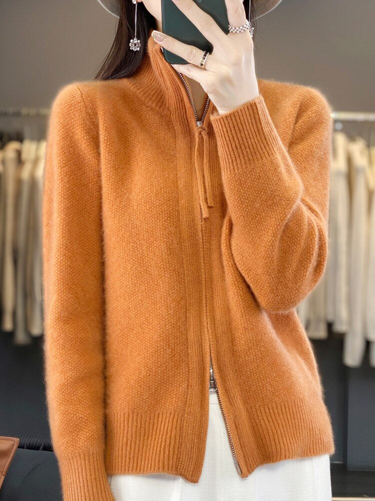 Merino Wool Knitted Zip Up
