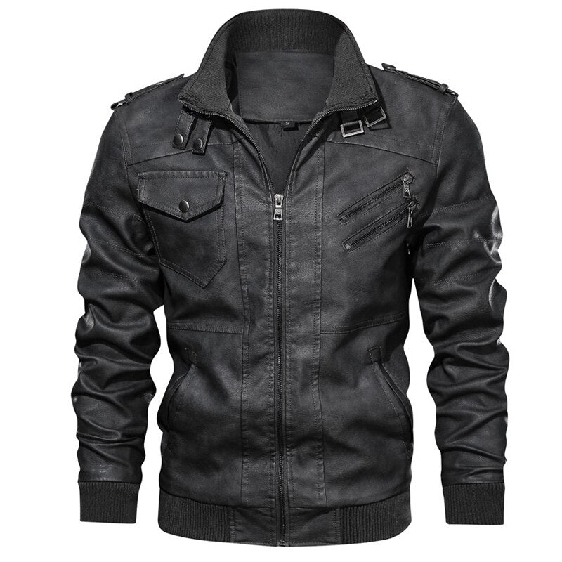 Faux Leather Hooded Jacket