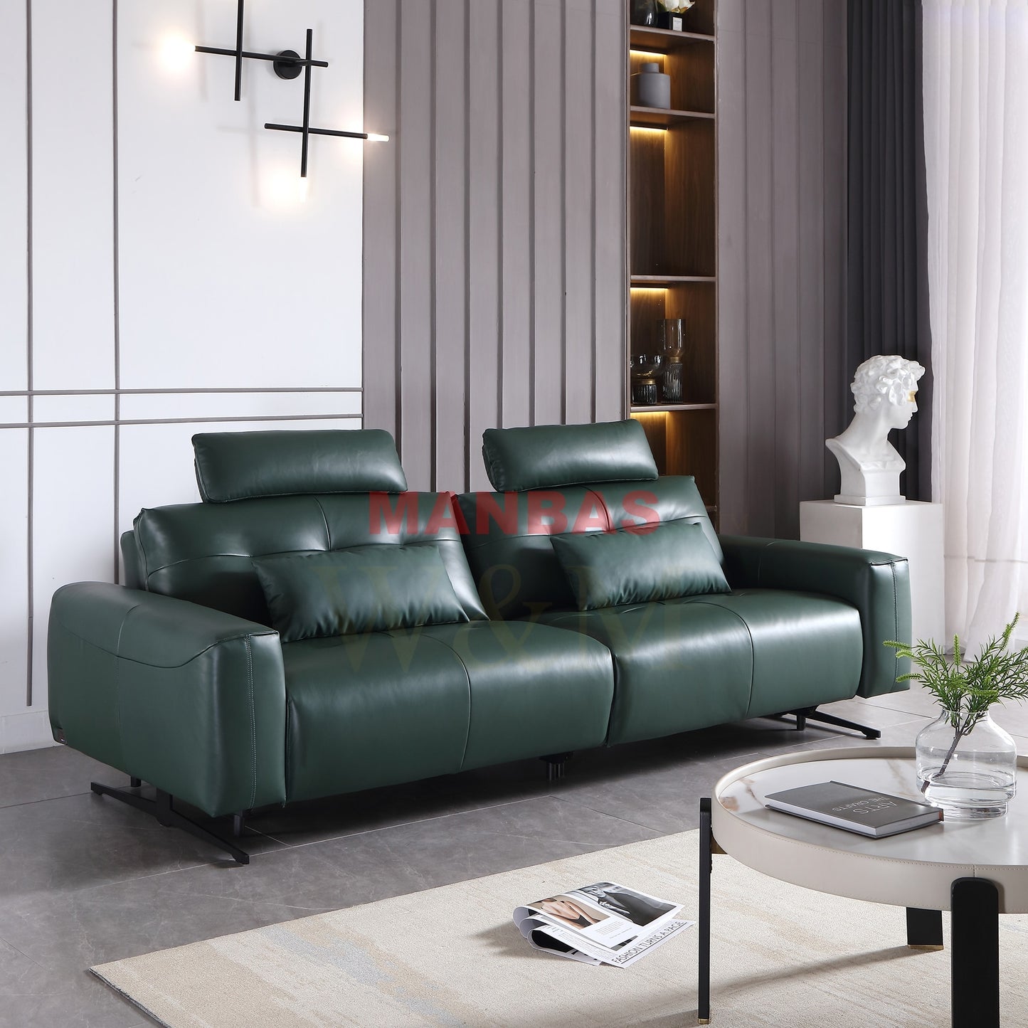 Italian Leather Electric Reclining Sofa Set