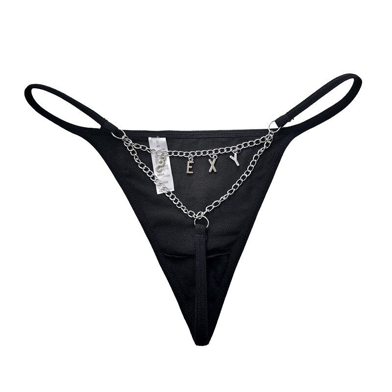 Solid Chain V Panties