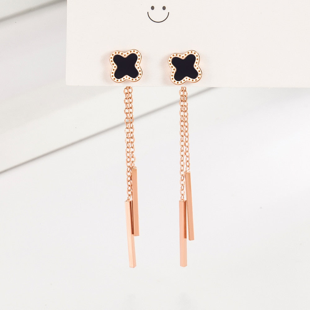 Oil Drip Four-leaf Clover Earrings