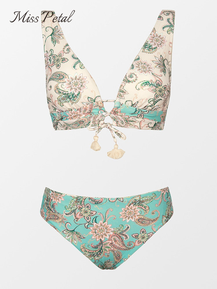 Ruffled Bandeau Bikini Set