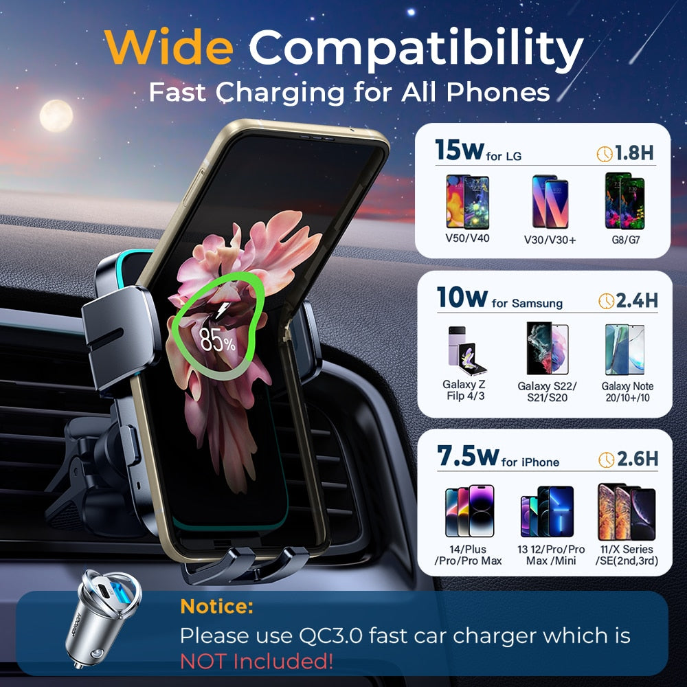 Joyroom 15W Dual Coil Car Phone Holder/Charger