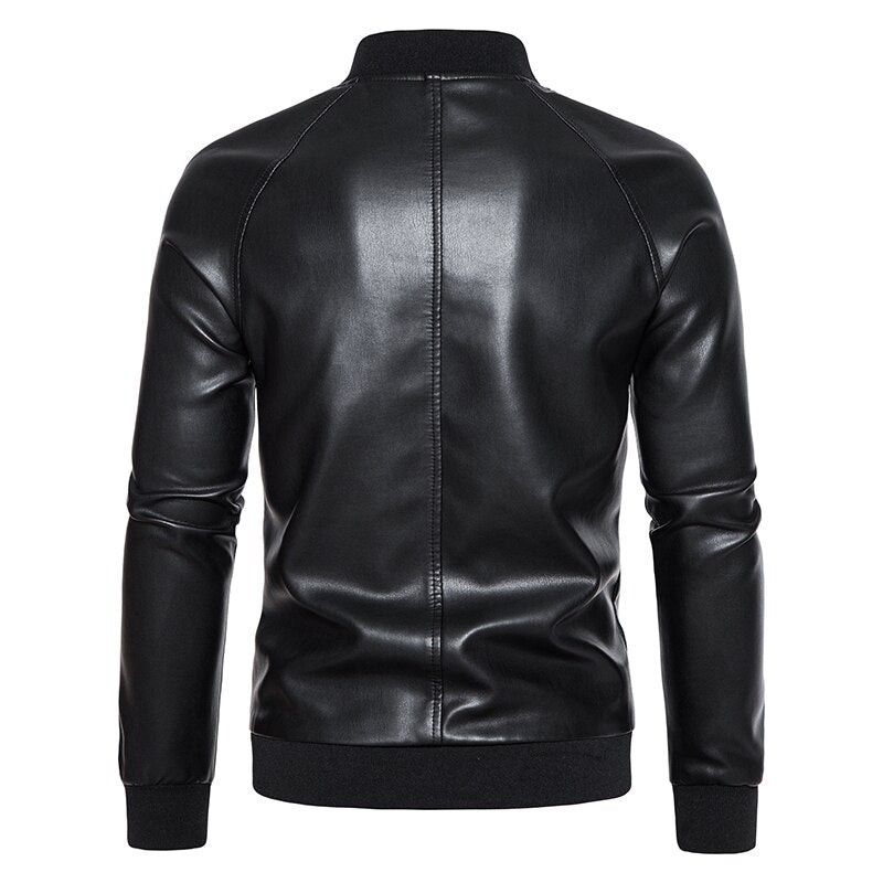 Faux Leather Moto Bomber Jacket