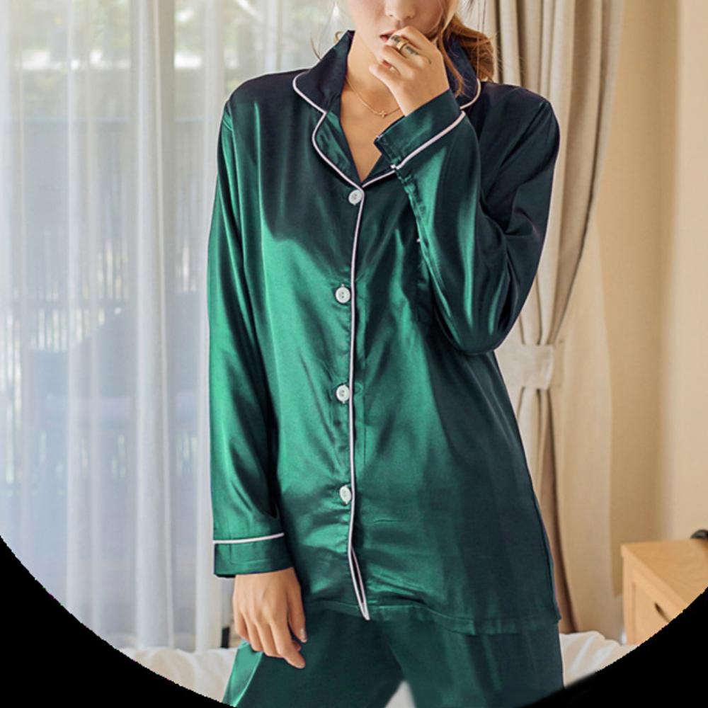 Embroidered Satin Pajama Set