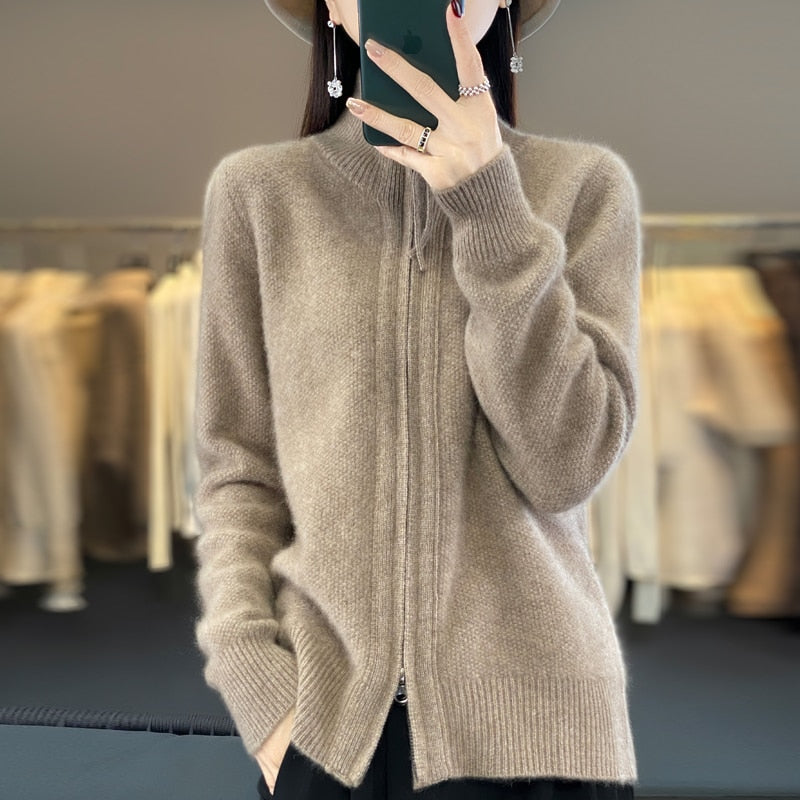 Merino Wool Knitted Zip Up