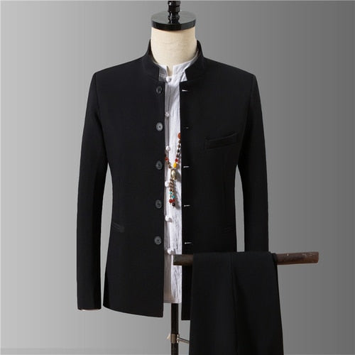 2 Piece Collarless Suit