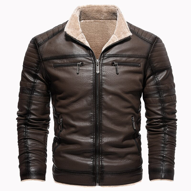Faux Leather Winter Jacket