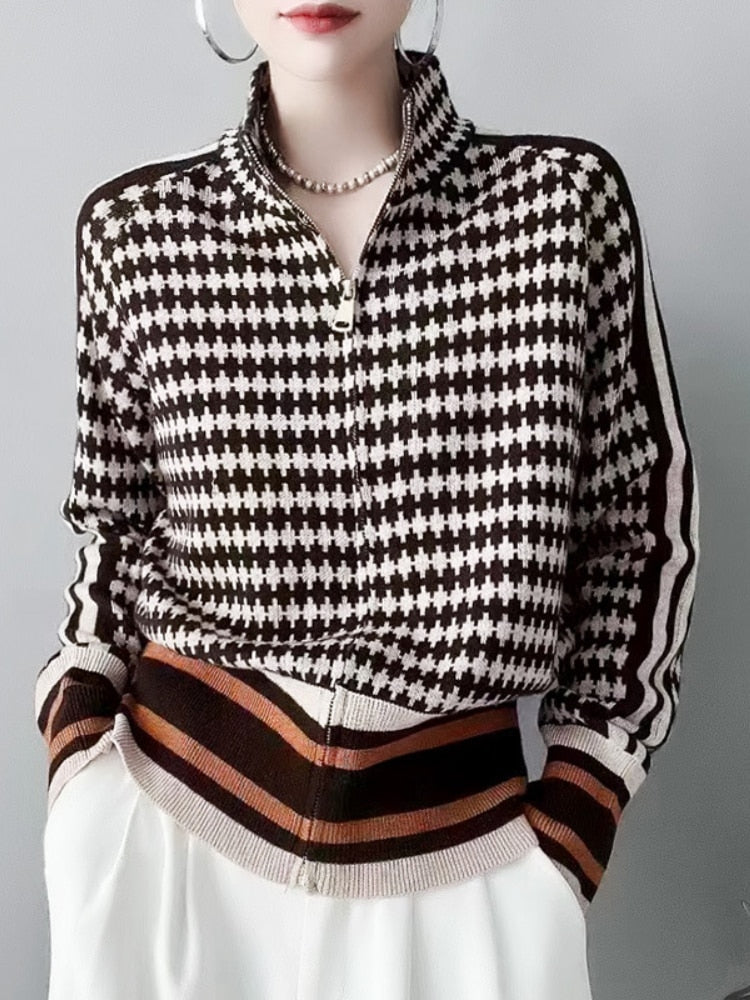 Zip-up Geo Sweater