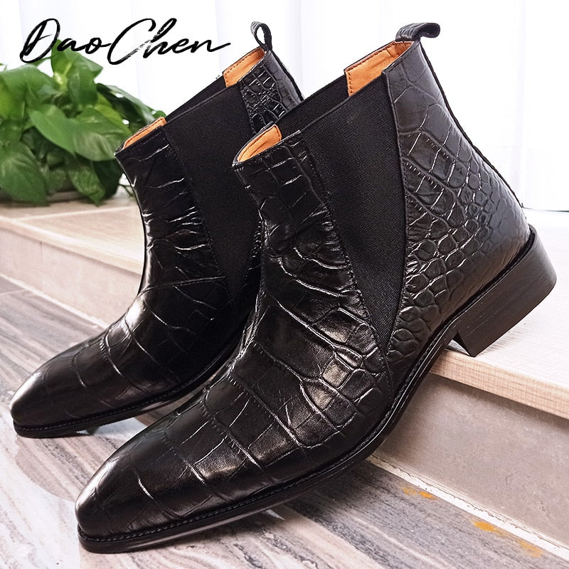 Green Crocodile Pointed Boots
