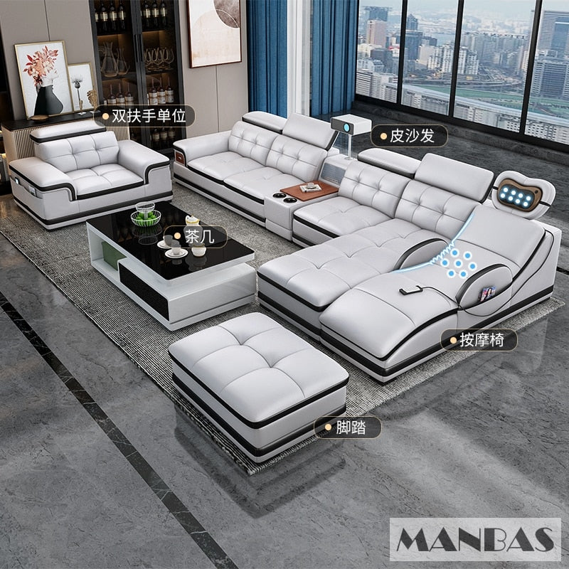 Italian Leather BT Sofa w/ Projector