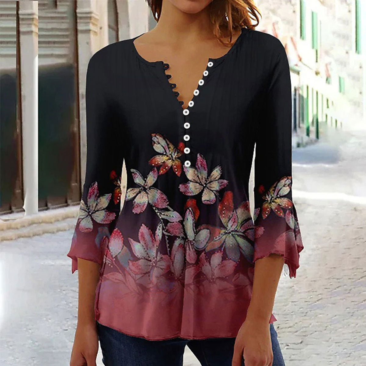 Button-Down Pattern Tee