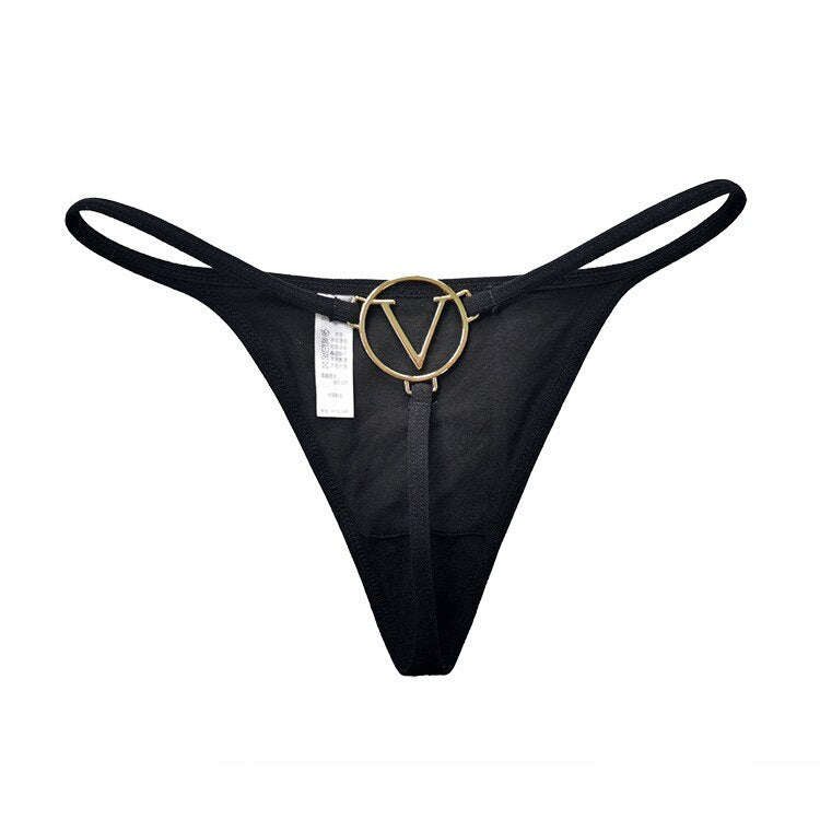 Solid Chain V Panties