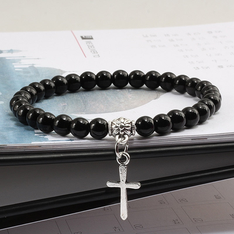 6mm Boho Blue Beads Bracelet