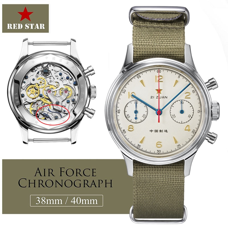 RED STAR 38mm Men's Chronograph Watch