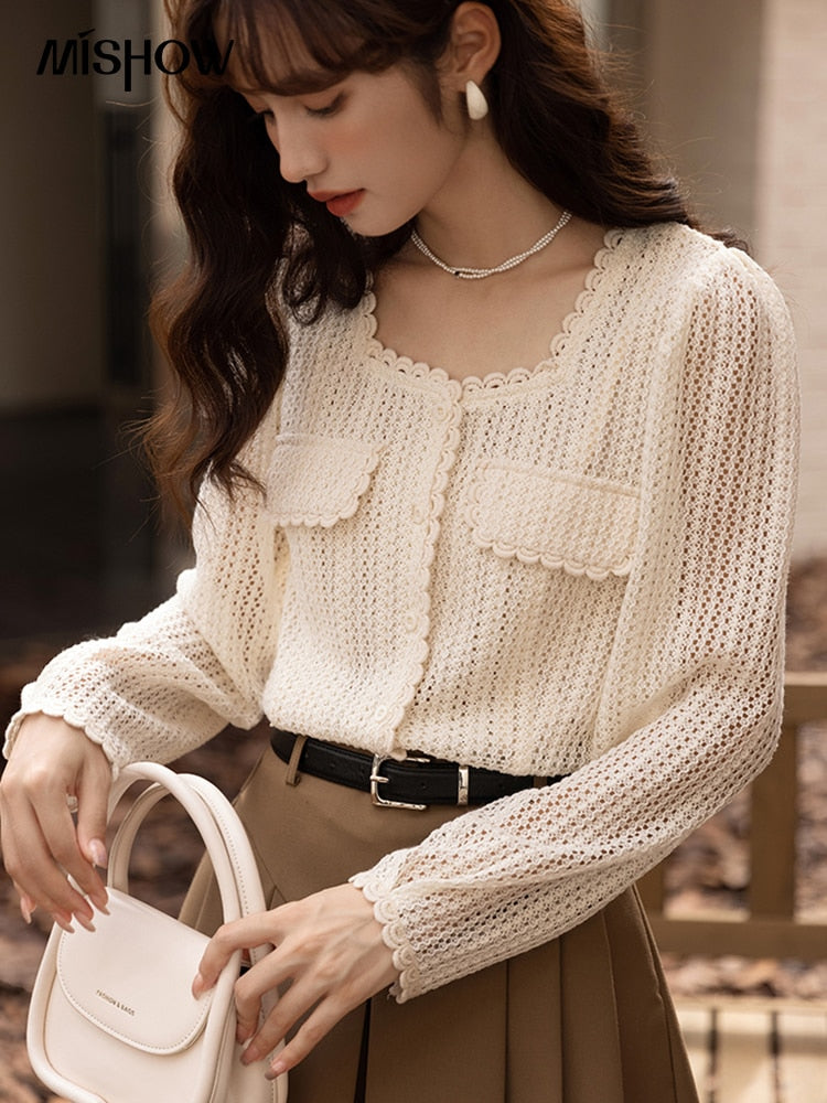 MISHOW Mesh Lace Shirt