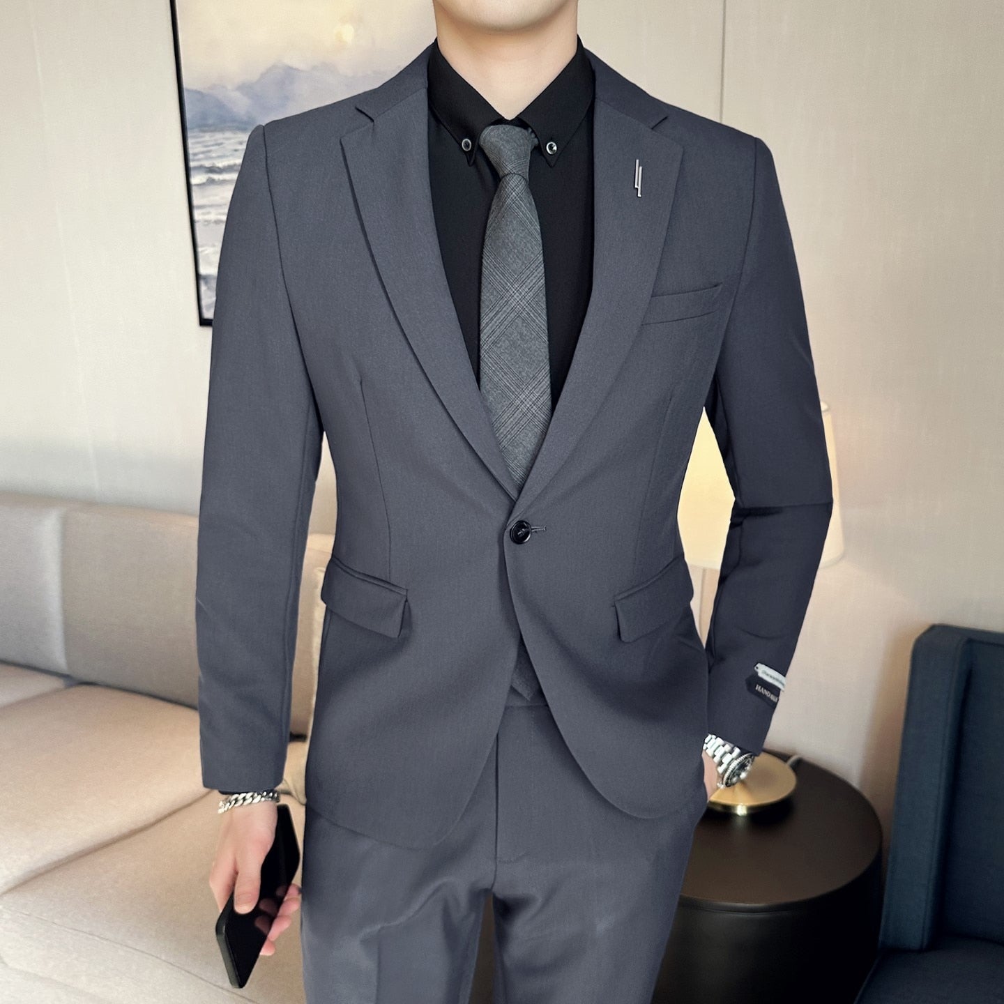 Textured Casual Two-Piece Suit