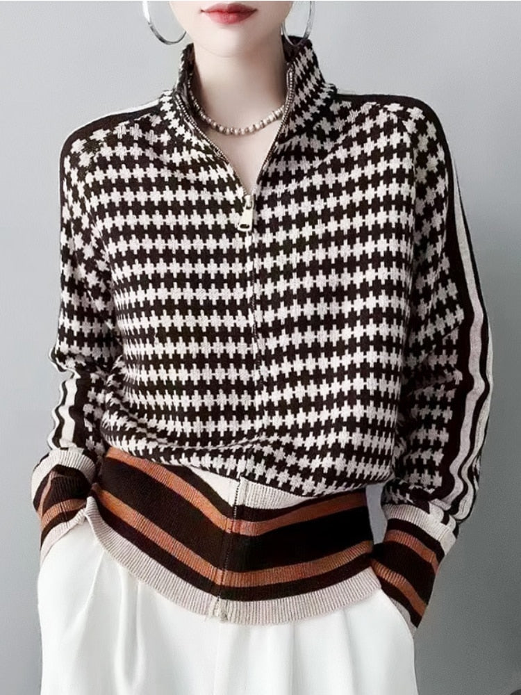 Zip-up Geo Sweater