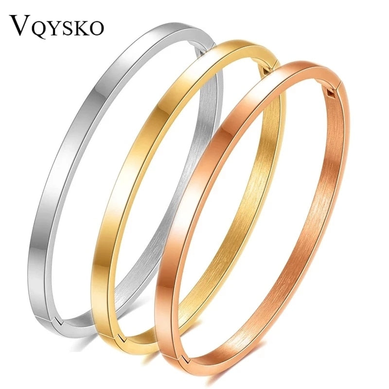 VQYSKO 4mm Stainless Steel Bangles