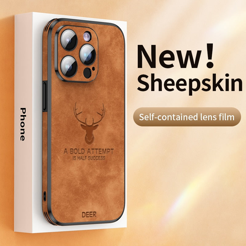 Luxury Sheepskin Leather Phone Case for iPhone