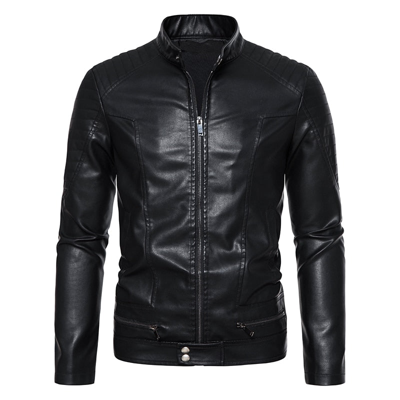 Autumn Leather Bomber Jacket