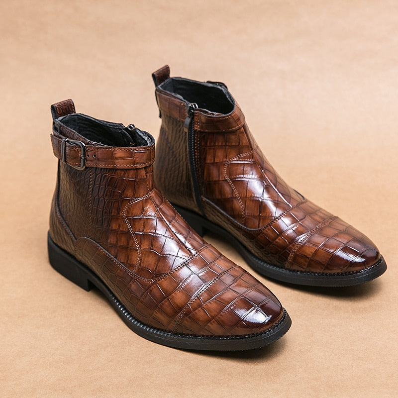 Crocodile Buckle Boots