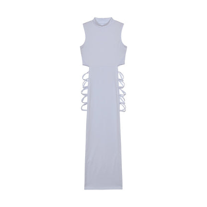 Solid Lace Up Dress