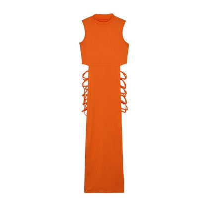 Solid Lace Up Dress