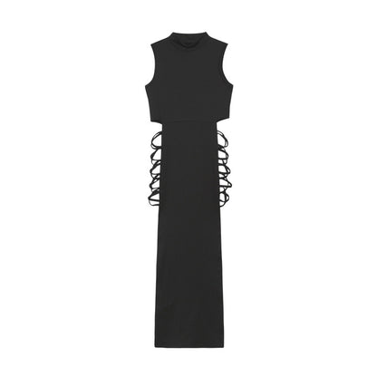 Solid Lace Up Dress