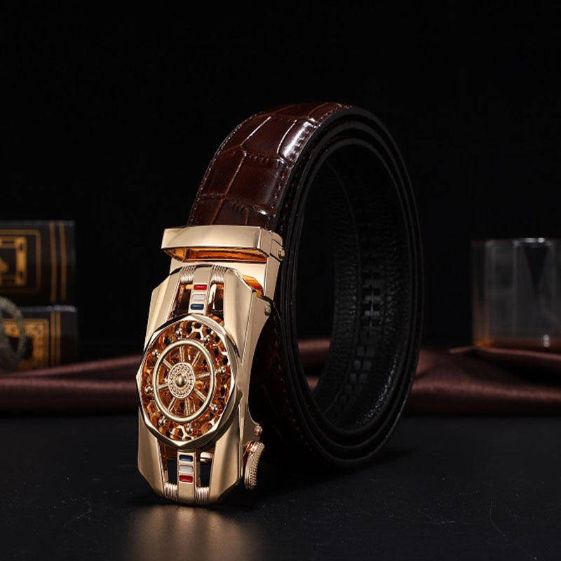 Stone Pattern Genuine Leather Belt