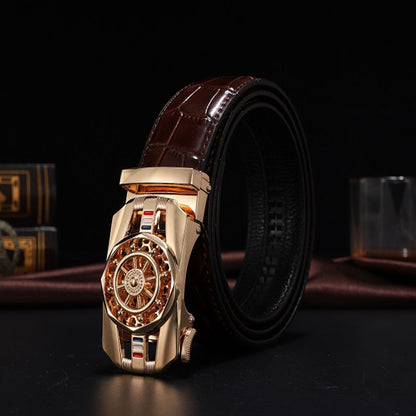 Stone Pattern Genuine Leather Belt