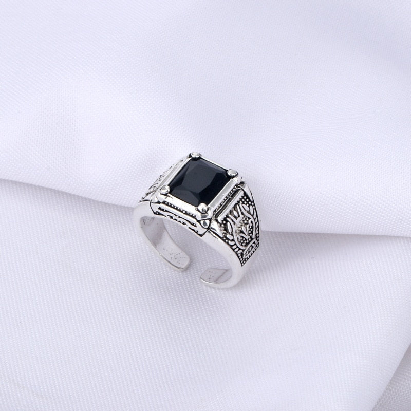 925 Black Crystal Silver Ring