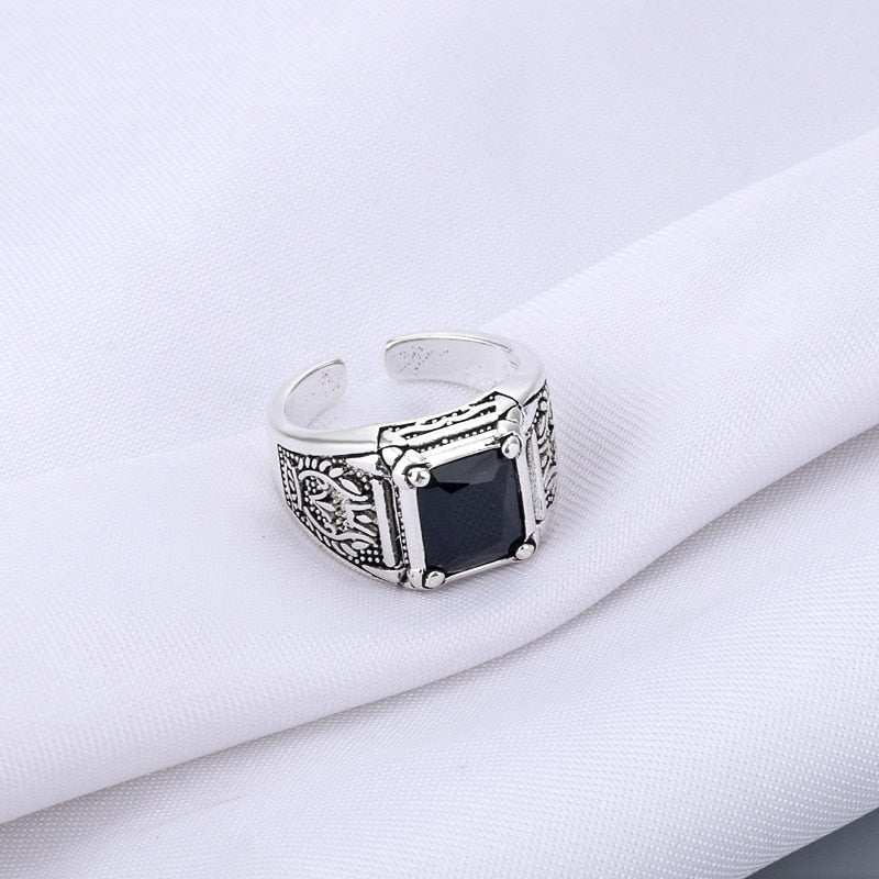 925 Black Crystal Silver Ring